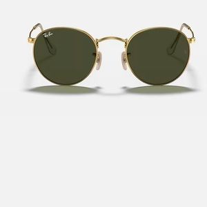 Round ray bans, gold frame, green lens. New with case.